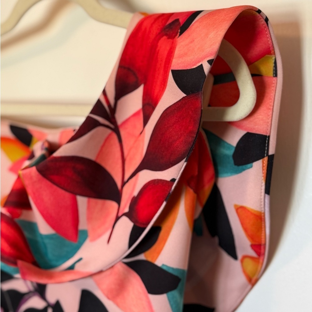 Alexia Admor Victoria One Shoulder Ruffle Pink Tropical Party Mini Dress- Size 8 - Picture 6 of 10